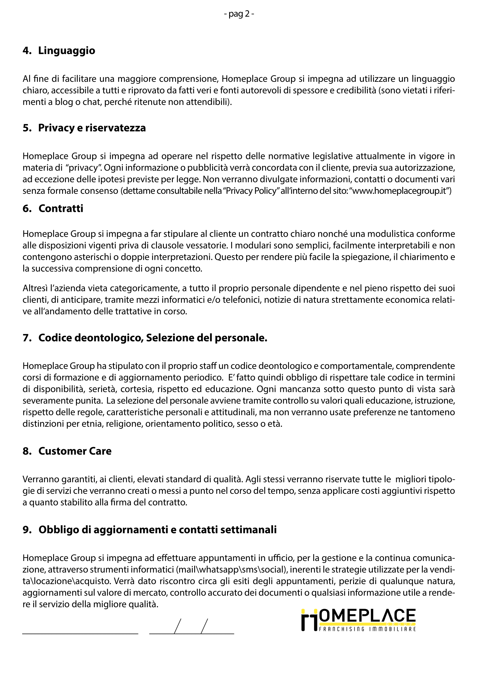 codice etico homeplacegroup circolo chigi 